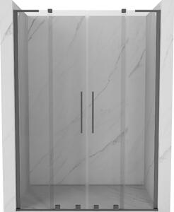 Mexen Velar L Duo, posuvné sprchové dveře do otvoru 160 cm, 8mm čiré sklo, broušený grafit, 871-160-003-02-95