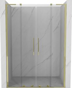 Mexen Velar L Duo, posuvné sprchové dveře do otvoru 140 cm, 8mm čiré sklo, zlatá lesklá, 871-140-003-02-50