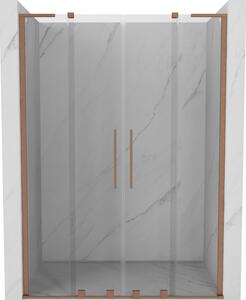 Mexen Velar L Duo, posuvné sprchové dveře do otvoru 150 cm, 8mm čiré sklo, měděná matná, 871-150-003-02-65