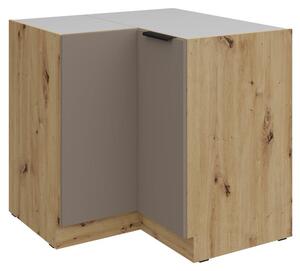 Kondela Dolní rohová kuchyňská skříňka Frisbo 90x90 DN 2F BB - sandgrau / dub artisan