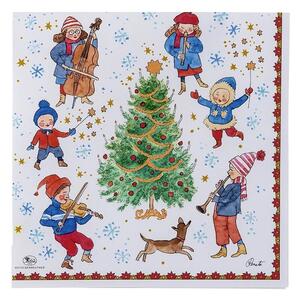 Vánoční ubrousky 33x33 cm, Christmas Sounds 2023 Rosenthal (Rosenthal Hutschenreuther kolednící 2023 Renáta Fučíková)