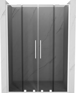 Mexen Velar L Duo, posuvné sprchové dveře do otvoru 140 cm, 8mm šedé sklo, bílá matná, 871-140-003-42-20