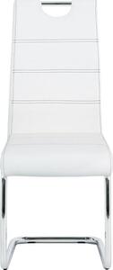 Autronic Pohupovací jídelní židle HC-481 WT, bílá ekokůže, černé prošití/chrom