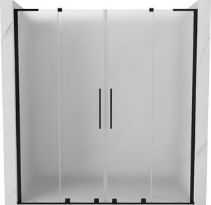 Mexen Velar L Duo, posuvné sprchové dveře do otvoru 170 cm, 8mm sklo námraza, černá matná, 871-170-003-32-70