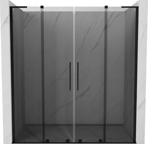 Mexen Velar L Duo, posuvné sprchové dveře do otvoru 170 cm, 8mm šedé sklo, černá matná, 871-170-003-42-70