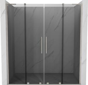 Mexen Velar L Duo, posuvné sprchové dveře do otvoru 170 cm, 8mm šedé sklo, broušená ocel, 871-170-003-42-97