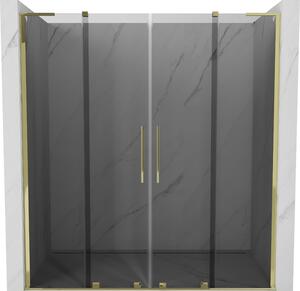 Mexen Velar L Duo, posuvné sprchové dveře do otvoru 170 cm, 8mm šedé sklo, zlatá lesklá, 871-170-003-42-50