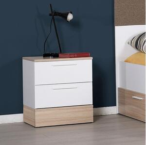 Adore Furniture Noční stolek 52x45 cm hnědá/bílá AD0037