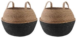 Květináč s úchyty 2 pcs Černá Ø 45 x 36 cm 100% mořská tráva