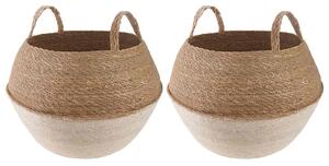 Květináč s úchyty 2 pcs Bílá Ø 45 x 36 cm 100% mořská tráva