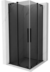 Mexen Velar L Duo, sprchový kout s posuvnými dveřmi 80 x 80 cm, 8mm šedé sklo, černá matná, 871-080-080-02-43-70