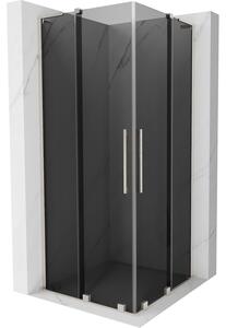 Mexen Velar L Duo, sprchový kout s posuvnými dveřmi 80 x 80 cm, 8mm šedé sklo, broušená ocel, 871-080-080-02-43-97