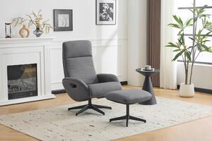 RELAXAČNÍ KŘESLO S TABURETEM, textil, šedá Livetastic - Online Only křesla & taburety, Online Only