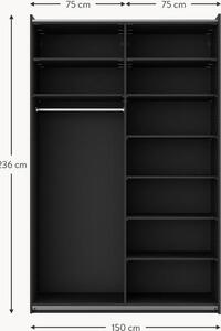Modulární šatní skříň s posuvnými dveřmi Leon, šířka 150 cm, různé varianty