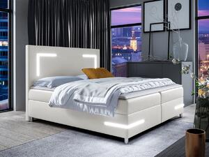 HezkýNábytek.cz Manželská postel 140 cm Frinesa LED (bílá) (s roštem a matrací) (s úl. prostorem) (s LED osvětlením). 1104118