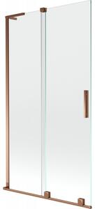 Mexen Velar L, 2-křídlová posuvná vanová zástěna 100 x 150 cm, 8mm čiré sklo, růžové zlato, 896-100-003-01-60