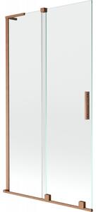 Mexen Velar L, 2-křídlová posuvná vanová zástěna 100 x 150 cm, 8mm čiré sklo, měděná matná, 896-100-003-01-65