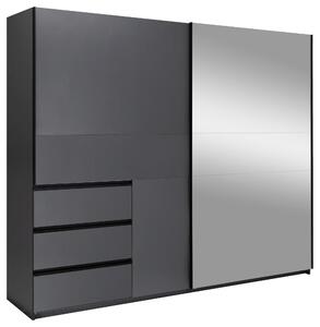 ŠATNÍ SKŘÍŇ S POSUVNÝMI DVEŘM, barvy grafitu, 250/210/62 cm P & B - Šatní skříně, Online Only