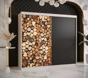 Šatní skříň Abi Drewno Barva korpusu: Bílá, Rozměry: 200 cm, Dveře: Drewno - dřevo + černá