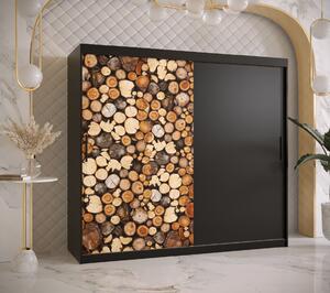 Šatní skříň Abi Drewno Barva korpusu: Černá, Rozměry: 200 cm, Dveře: Drewno - dřevo + černá