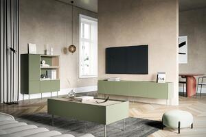 TV stolek Desin 220 cm se dvěmi ukrytými zásuvkami - olivová / dub nagano