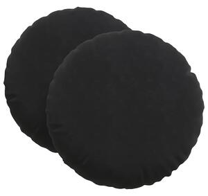 Polštáře na sedadla 2 pcs Černá Ø 80 x 29 cm samet