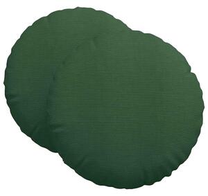 Polštáře na sedadla 2 pcs Tmavě zelená Ø 80 cm Žebrovaná látka