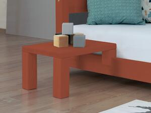 Noční stolek k laťkovým postelím NANOC Varianta: Bez přídavných nohou navíc, Zvolte barvu hranolů: Cihlová, Zvolte barvu ploch: Cihlová