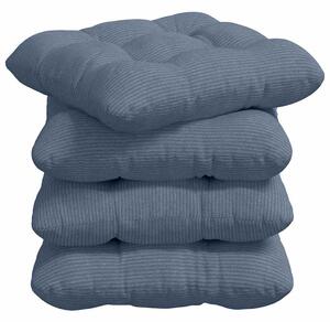 Polštáře na sedadla 4 pcs Žebrovaná látka Modrá 45 x 45 cm