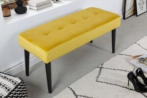 Designová lavice Bailey 95 cm hořčičný samet - Skladem