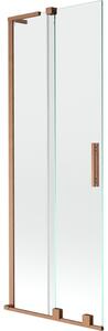 Mexen Velar L, 2-křídlová posuvná vanová zástěna 70 x 150 cm, 8mm čiré sklo, měděná matná, 896-070-003-01-65