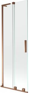Mexen Velar L, 2-křídlová posuvná vanová zástěna 75 x 150 cm, 8mm čiré sklo, růžové zlato, 896-075-003-01-60