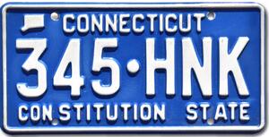 Americká SPZ Connecticut Blue 345-HNK