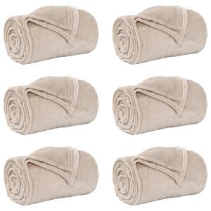 Dekorační deky 6 pcs Béžová 130 x 150 cm Fleece