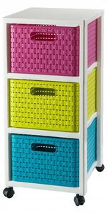 Regál s úložnými boxy - ROTHO COUNTRY, 3x18 l Barva: růžová/zelená/modrá/bílá