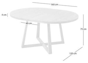 JÍDELNÍ STŮL, divoký dub, 120-160/120/75 cm P & B - Jídelní stoly, Online Only