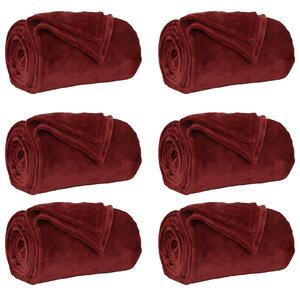 Dekorační deky 6 pcs Bordeaux červená 130 x 150 cm Fleece