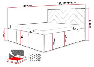 Manželská postel 140 cm Mengalora (modrá) (s roštem) (s úl. prostorem)