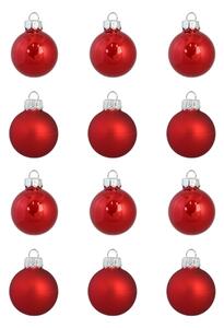 Set vánočních ozdob lesklý a matný červený