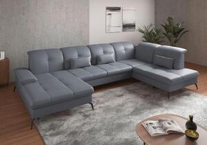 SEDACÍ SOUPRAVA, textil, kůže, šedomodrá Sit & More - Sedací soupravy, Online Only