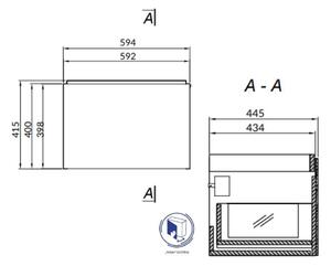Cersanit - Inverto, závěsná skříňka pod umyvadlo se zásuvkou 60cm, CALACATTA- bílá, S930-016