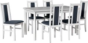Nábytkáři ORFA MILENIUM 1 - jídelní set stůl+6 židlí (Max 5P+Boss 14 ) bílá (borovice andersen)/látka č.8 tm.šedá - kolekce 