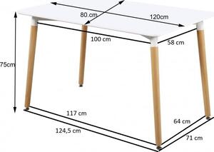 Casarredo Jídelní stůl MODENA II 120x80, bílá/buk