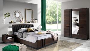Casarredo - Komfort nábytek Masivní postel PORTI P-76, 160x200, dub čokoládový/béžová Carabu 60