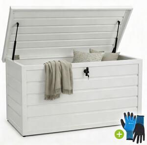 Kovový zahradní box 380 l, uzamykatelný, bílý