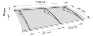 Schulte Dveřní vchodová stříška Polymer Lightline L 200 cm Nerez saténové plexi