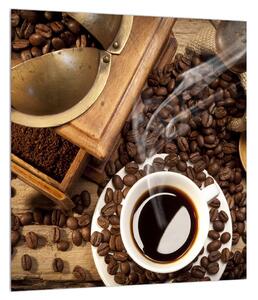 Obraz šálku kávy a kávových zrn (30x30 cm)