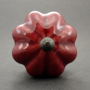 Keramická úchytka-Bordó červený květ Barva kovu: zlatá