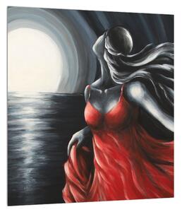 Obraz ženy v červených šatech (30x30 cm)