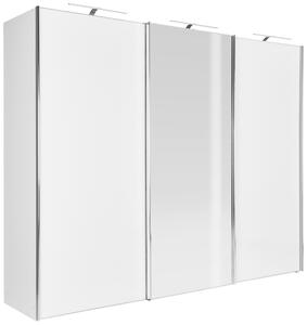ŠATNÍ SKŘÍŇ SE ZRCADLEM, bílá, 250/222/68 cm Moderano - Šatní skříně